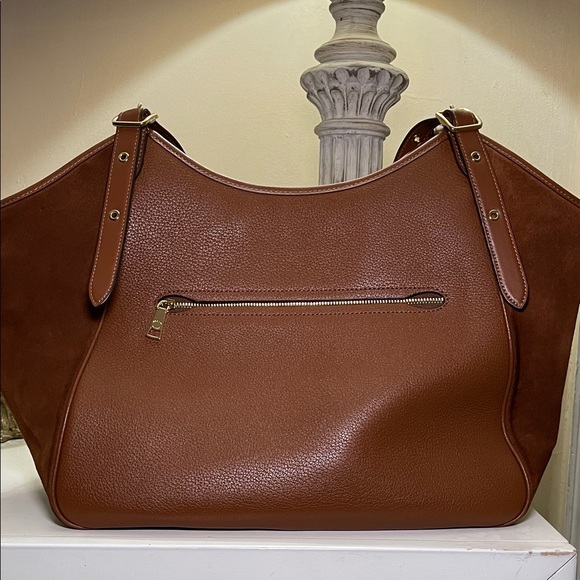 Coach ‘Meadow’ Leather & Suede Tote Bag in REDWOOD - Picture 2 of 9